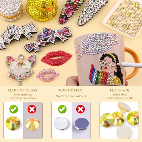 Image of 3000PCS SS20 /5mm Crystal Glass Rhinestones for Bedazzling (Metal Sunlight) | Flatback Rhinestones for Crafting DIY Nail Art Makeup Decoration, Gems Diomand Charms for Tumbler Shoes Clothing Mug