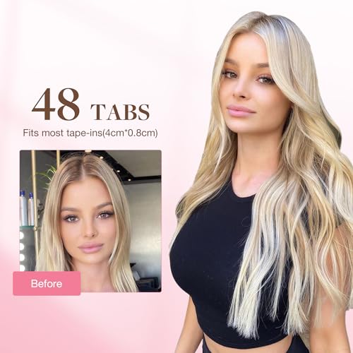 Image of GOO GOO Hair Extension Double Sided Adhesive Replacement Tape, Professional Strong for Tape in Extensions 48pcs, 1.6 * 0.3inch per Piece