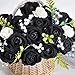 50 Pcs Black Roses Artificial Flowers, Real Touch Velvet Roses Bouquet Fake Flowers Bulk, Artificial Roses with Long Stems for Valentines Day Gift DIY Bridal Wedding Centerpiece Decorations