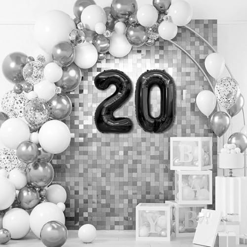 Image of Black Number Balloons 20 Balloon Numbers 20th Number Balloon Foil Mylar Party Balloon For Men Women 20th Birthday Balloons 20 Birthday Decorations For Her Him Anniversary Graduation Decorations
