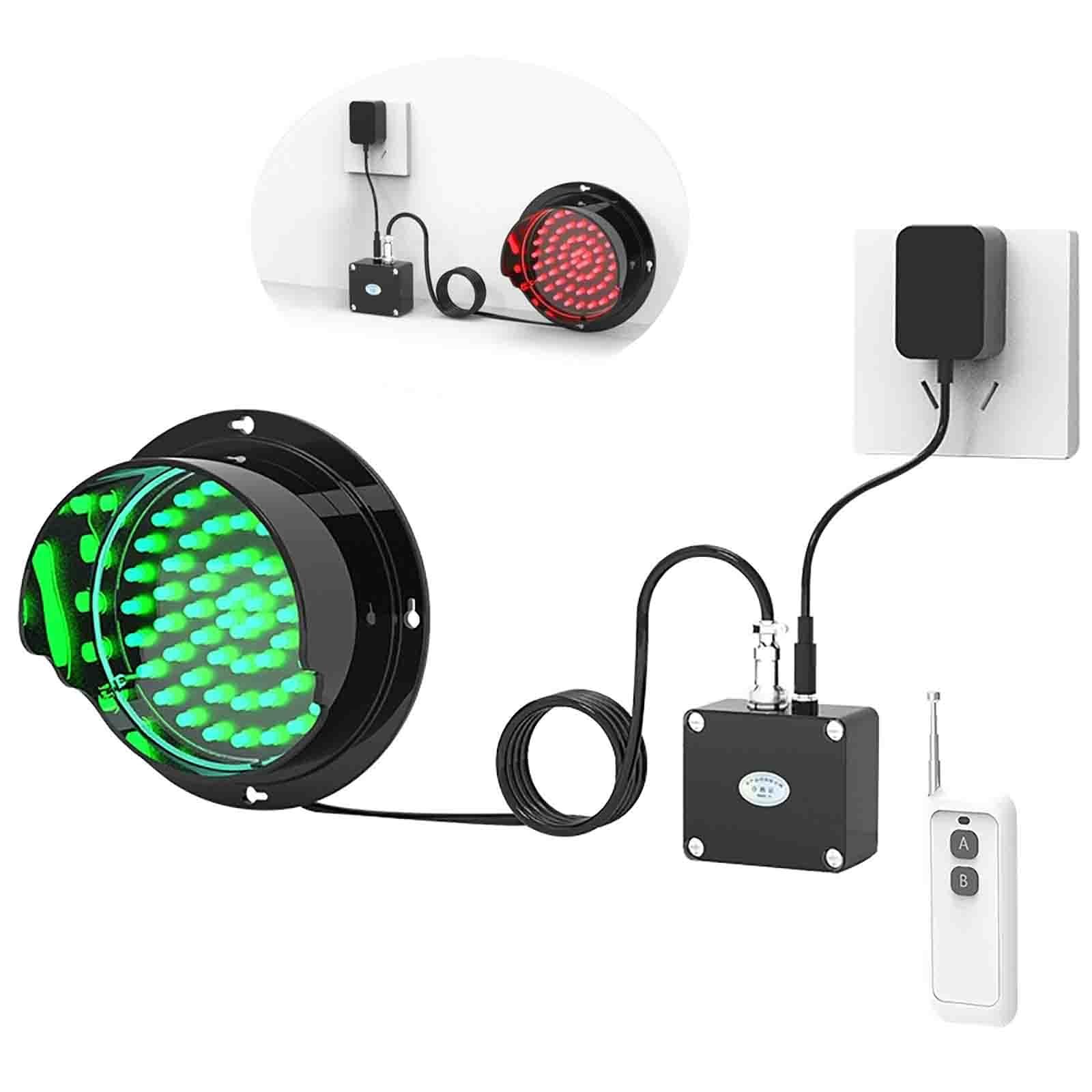 Semáforo Luz de Señal de Acera Semáforo de luz roja/verde, luz indicadora industrial, controlador/secuenciador de semáforo, distancia de control remoto de 100 m, para carretera, estación de