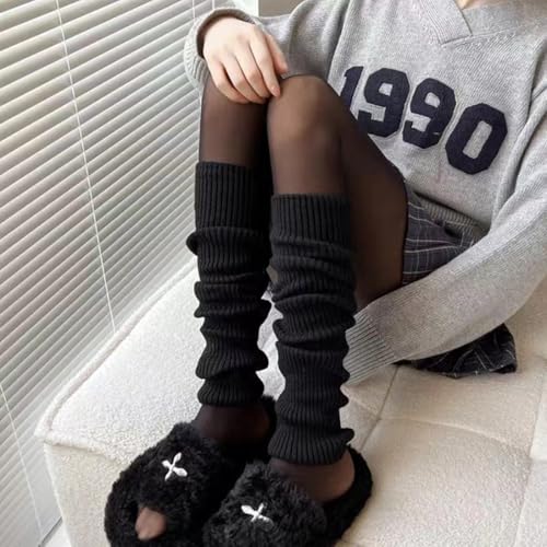 Image of Winter Leg Warmers Warm Wool Knitted Long Boot Cuffs Topper Socks for Women