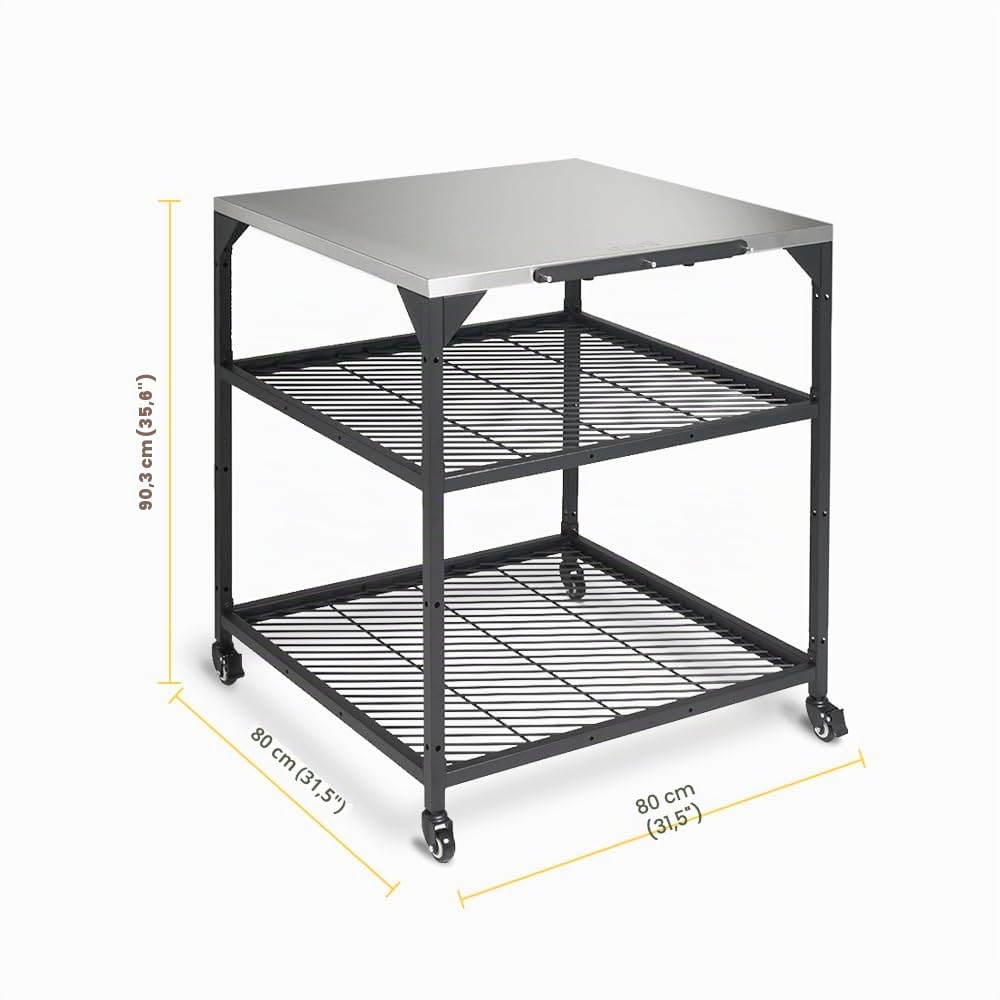 ooni Grande table modulaire d'extérieur – Chariot de four à pizza de 31 x 31 x 35 cm, en acier inoxydable pour grill et barbecue, table d'extérieur