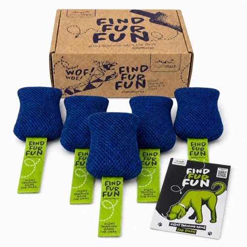 SNOUTFLUX Find Fur Fun Dog Scent Training Kit Nosework Puzzle Game for Bored Dogs Interactive Hide and Seek Dog Toy with Anise Scent Pouches Dog Brain Game for Mental Stimulation