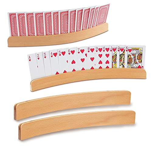 Roselee Kartenhalter Kinder, 2 Stück Kartenhalter Spielkarten Freisprech Kartenständer Kinder Spielkartenhalter Holz Spielkartenhalter für Senioren