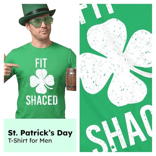 Mens St Patricks Day Shirt – Fit Shaced Funny Irish Drinking Tee, Shamrock Graphic Clover T Shirt - Green - S