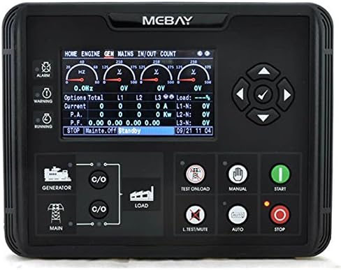YOKDEN Genset Generator Engine Control Module Panel 4.3 inch LCD Auto Start Stop Generator Controller Monitor Mains Monitor AMF Automatic Switching Control ATS IP54 USB CAN Port DC 8-36V (DC72D)