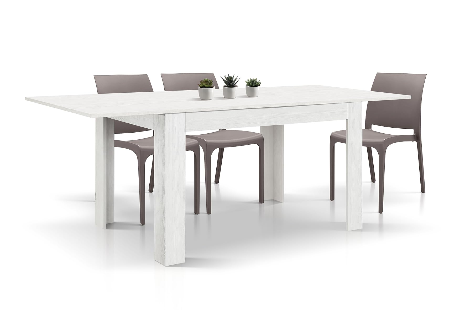 PAZZO DESIGN Tavolo Allungabile Veronica, Bianco Frassinato, Nobilitato Melaminico, Tavolo Cucina, Tavolo Soggiorno, Made in Italy, 120 x 80 x h77 cm - id_1972
