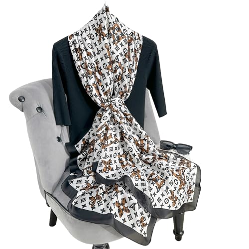 Image of Printed Poly Silken feel Scarf Stole for Women | Stylish, Soft, & Lightweight | Satin Feel Neck Scarf, Hair Scarf, Head Scarf for Women