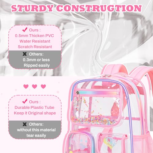 Image of PIG PIG GIRL Clear Backpack for School,Heavy Duty PVC Transparent Bookbag for Girls Stadium Approved See Through Backpack
