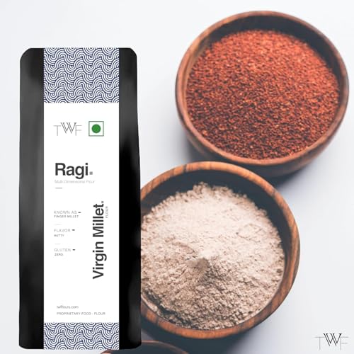 Image of TWF Stoneground Ragi Flour | Not Pulverized | Finger Millet Atta | Naturally Gluten-Free | Virgin - Nutrient Rich 2 Kg (1 Kg X 2)
