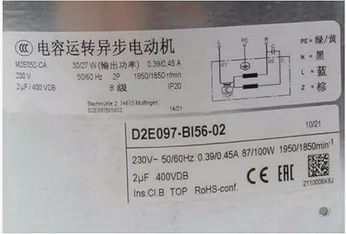 D2E097-BI56-02 230V 0.39/0.45A 87/100W 1950/1850RPM Cooling 