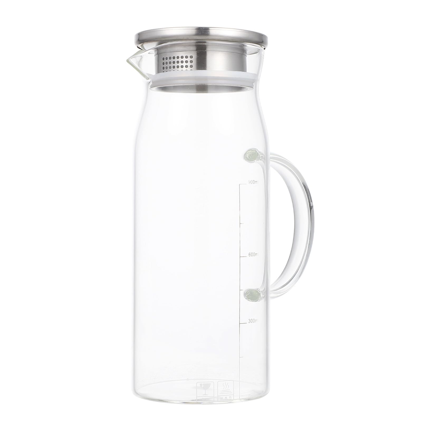 Jarra de Vidrio de 1200ml Tapa, Resistente al Calor, para Té