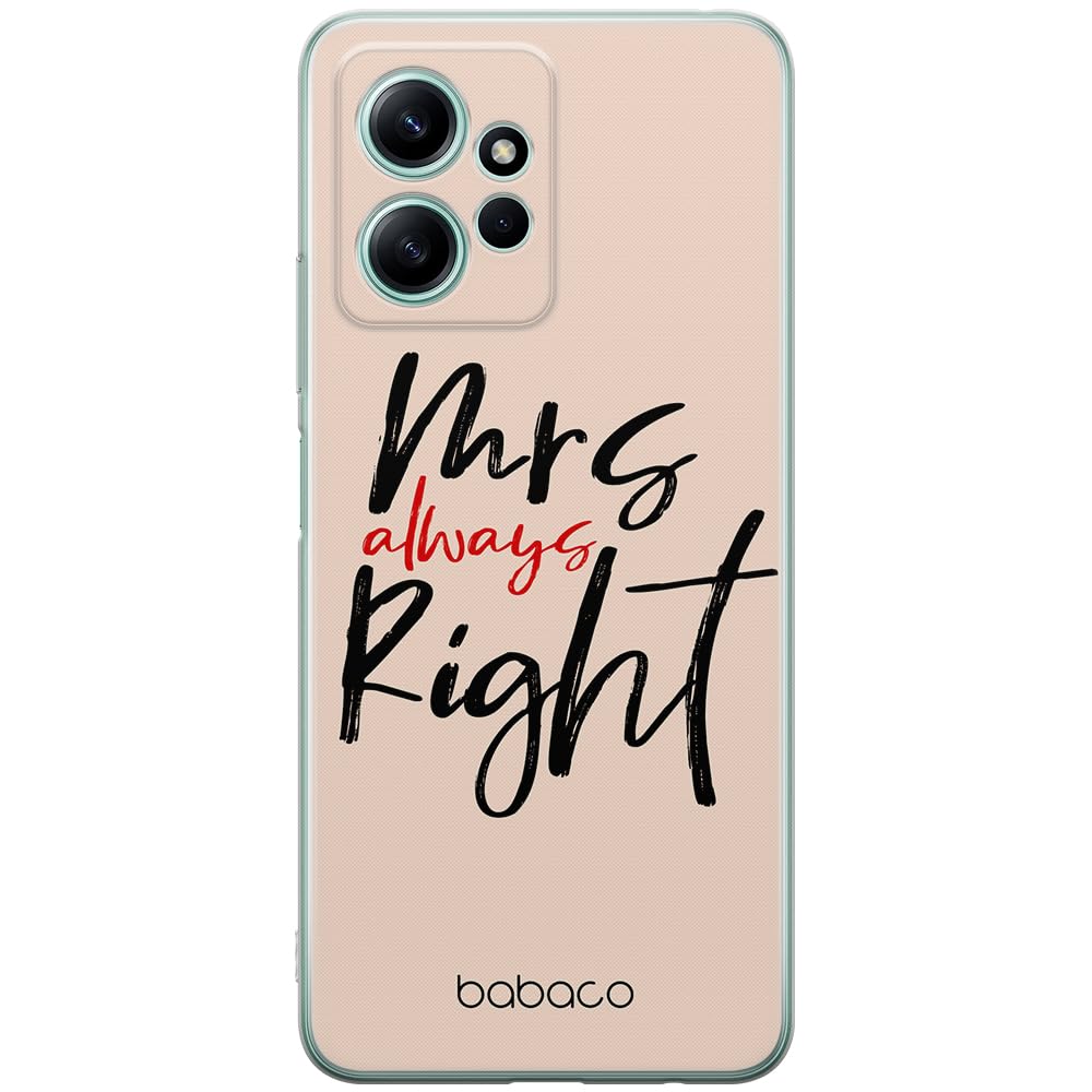 Babaco ERT GROUP mobile phone case for Xiaomi REDMI NOTE 12 4G original and officially Licensed pattern Mrs Right 001 optimally adapted to the shape of the mobile phone, case made of TPU