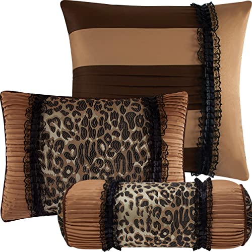 Grand Avenue Brown/Taupe California King Comforter Set, 7 Piece, Home Decor, Premium Lightweight Microfiber #TOP1
