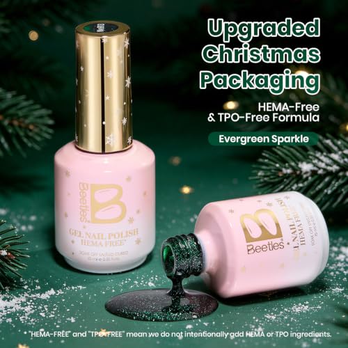Image of Beetles Green Glitter Gel Nail Polish, 15ML Emerald Green Color Gel
