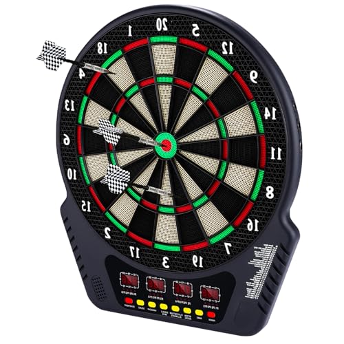 Elektronische Dartscheibe Dartboard Soundeffekte Dartspiel 6 Dartpfeile 27 Spiele 243 Varianten LED Anzeige DB273