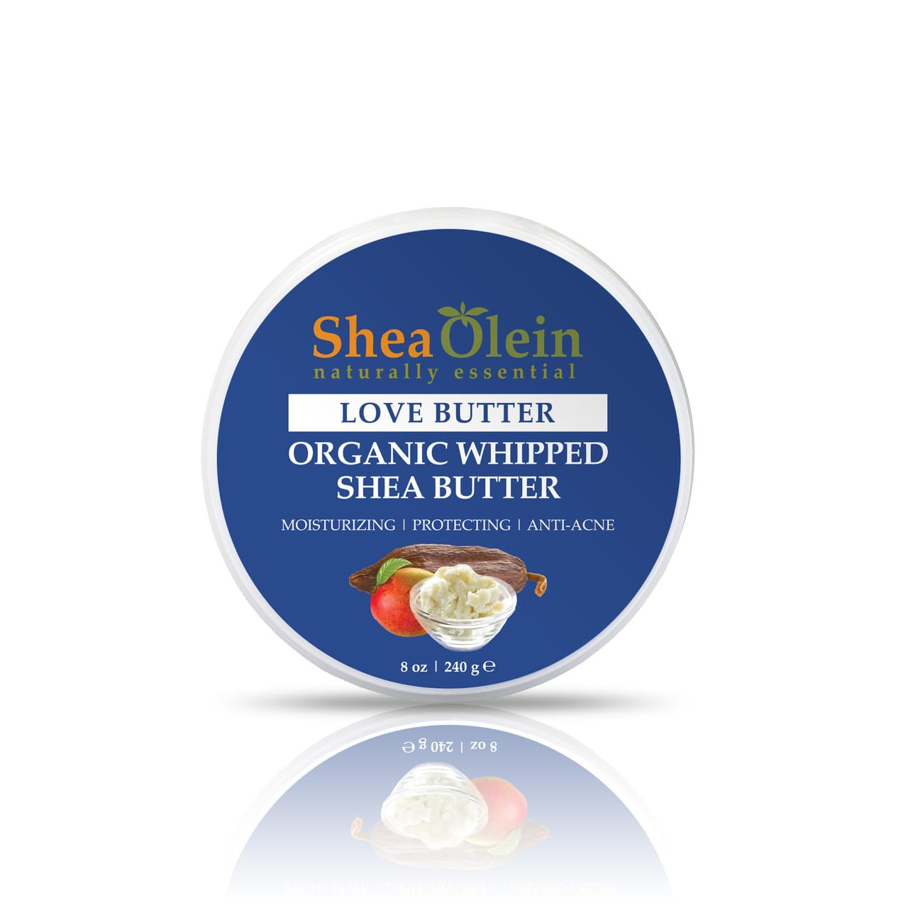 Just Essence Shea Olein Love Butter Organic Whipped Shea Butter 8 oz Moisturizing Body Butter for Dry Skin Deep Hydration and Nourishing Skin Care for Women and Men Daily Use