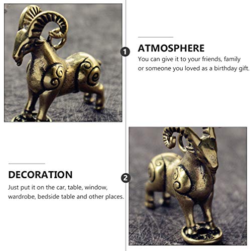 Winomo 5Pcs Brass Goat Sculpture Copper Sheep Figurine Desktop Animal Statue Ornament Chinese Zodiac Animal Model Table Top Decor For Office Bookshelf Gifts Golden #TOP1