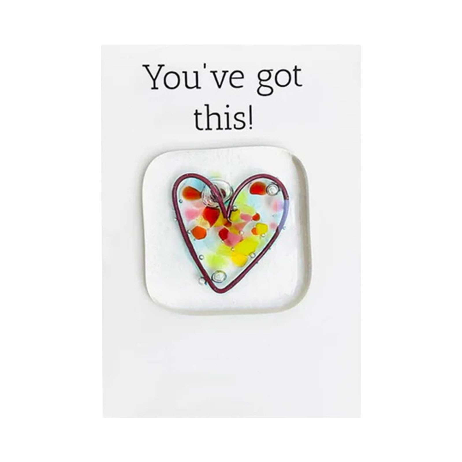 Fused Resin Heart Pocket, A Little Pocket Hug Heart, You've Got This Card, Mini Cute Pocket Heart Hug Decoration, Glass Heart Pocket Token, Heart Keepsake Ornament for Christmas Birthday Party (A)