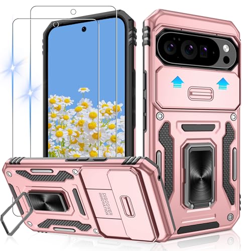Coque Google Pixel 10 Pro XL antichoc Jshru avec protection écran verre et support rose