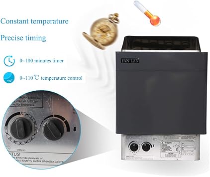 3-6KW Electric Sauna Heater 220V Dry Steam Sauna Stove with Internal Controller and Timer for Home Hotel Sauna Room Spa Bathroom