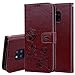 Produktbild Miagon Rose Blume Hülle für Xiaomi Redmi Note 9S,PU Leder Flip Schutzhülle Handy Tasche Wallet Case Cover Ständer mit Magnetverschluss,Braun