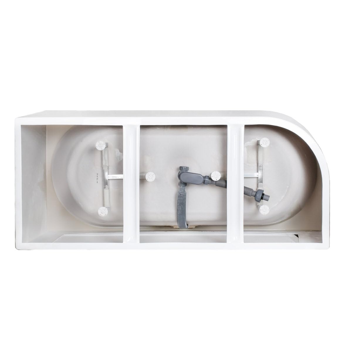 Belvit Halbfreistehende Eckbadewanne 180 x 80 cm links, Acryl Badewanne mit Mittelablauf, vorwandbadewanne raumsparbadewanne badewanne freistehend freistehende wanne badewanne modern, Weiß