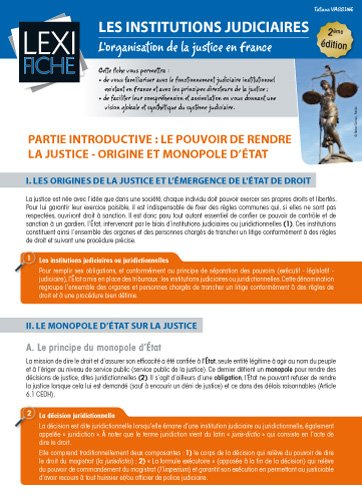Les institutions judiciaires : L'organisation de la justice en France Gratuit