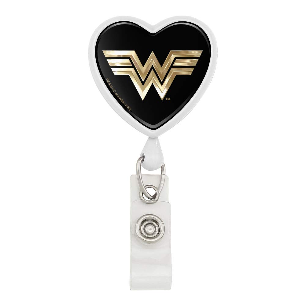 Wonder Woman 1984 Golden Logo Heart Lanyard Retractable Reel Badge ID Card Holder