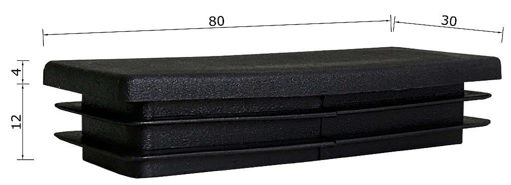 TIBU Zatyczki lamelowe prostokątne zaślepki do rur, zaślepki do rur, osłona, prostokątne, 50 sztuk, rury prostokątne, 80 x 30 x 2 mm