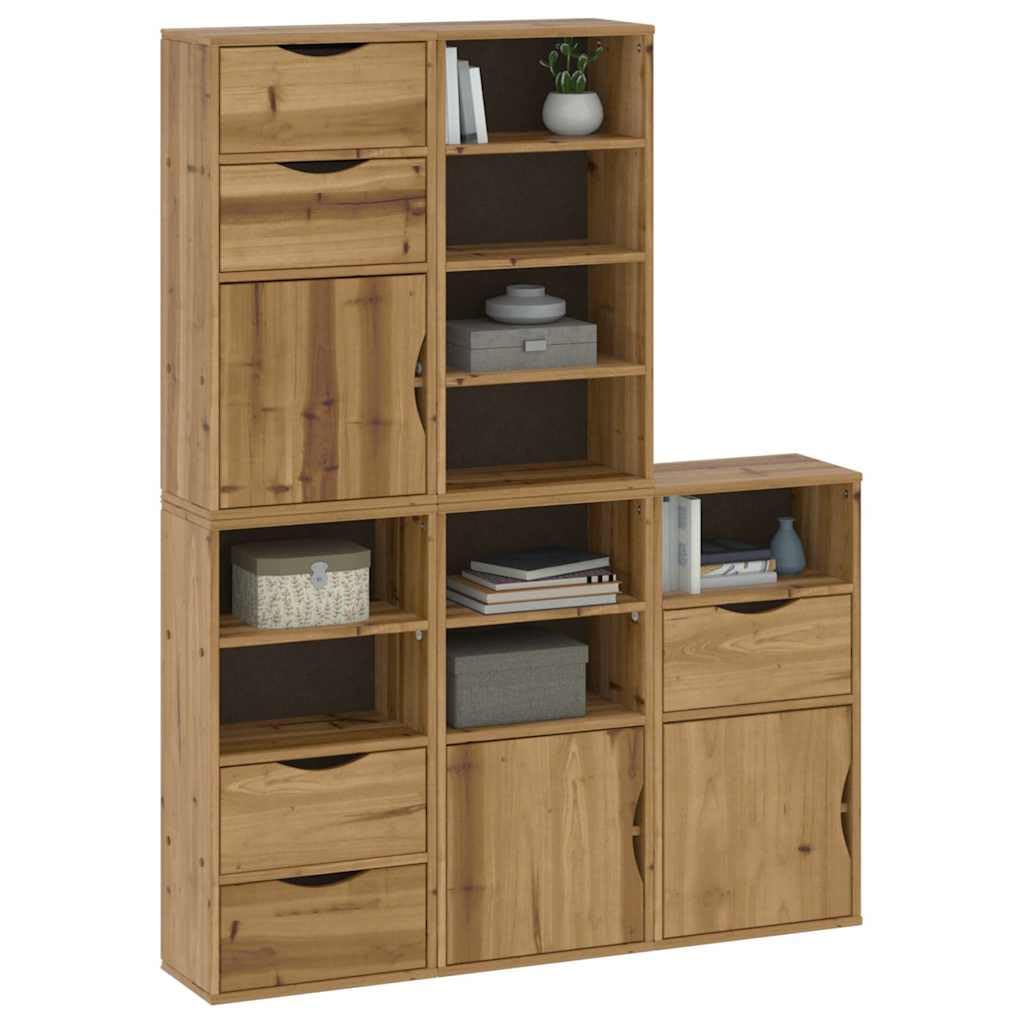 Szafki pomocnicze 5 szt. Komody ODDA szafa na ubrania do salonu biura 40 x 24 x 79 cm lite drewno sosnowe