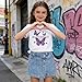 Voxikodex Size 12 13 Years Teen Girls Clothes 2 Piece Cute Butterfly Print Short Sleeve T-Shirt Tops & Jean Skirt Short Set Trendy Kids Girls Summer Vacation Outfits Set Purple(12-13Y)