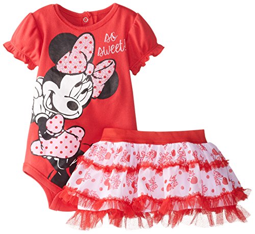 Disney Baby Girls' Minnie Mouse Bodysuit and Skirt Two-Piece Set