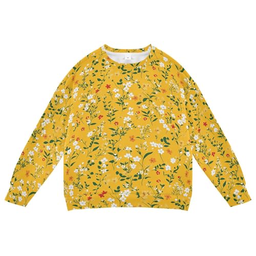 JUNZAN Autumn Flowers Orchid Yellow Kids Boys Sweatshirt Hoodie Long Sleeve Hoodies for Girls Sports 4T