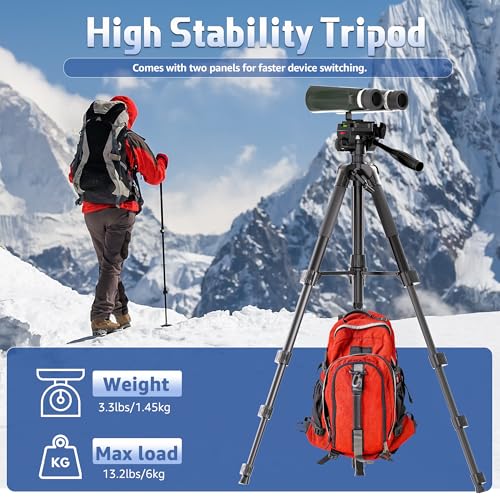 image for Lusweimi Binocular Tripod, 72” Spotting Scope Tripod Stand with Bino