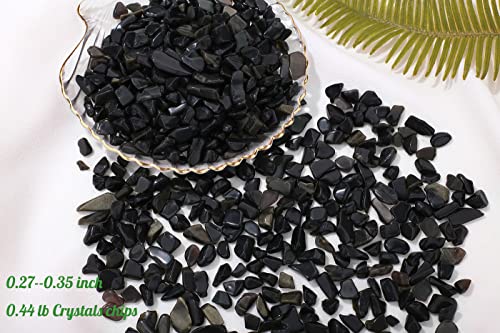 Image of 1lb Obsidian Aquarium Gravel Rocks Natural Tumbled Healing Crystal Chips Bulk Gemstones Tumbled Crushed Stones for Fountain Vase Filler Planters Decorative Fish Tank Potted Reiki Energy Balancing