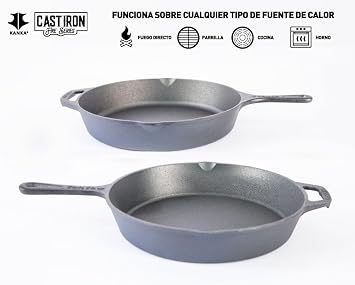 KANKA Cast Iron Skillet Set Pre-Seasoned 10 Inch & 12 Inch Cast Iron Frying Pans Iron Skillet Set for Stove, Oven, Grill & Searing Pan Cooking Includes Silicone Handles & Scrapers