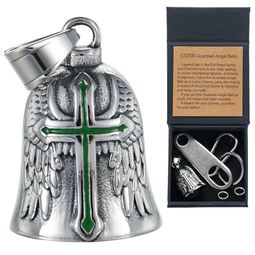 Image of Motorcycle Bell Guardian Angel Charm - Weather-resistant Good Luck Gremlin Bells With Gift Box, Legend Card, Keychain