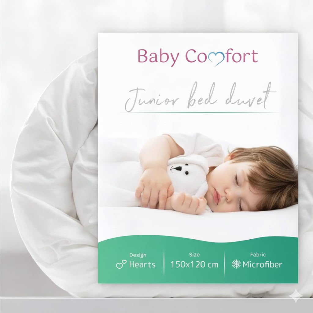 Baby Comfort Toddler 7 Tog Duvet Quilt 150x120 cm Filling for Junior Bed 12M+ (2 Hearts Design)
