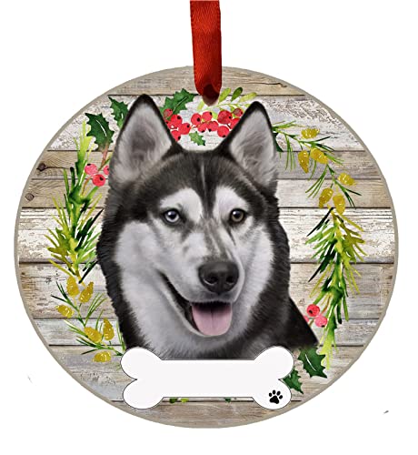 Siberian Husky Ornament - E&S Pets - DIY Personalizable - Dog Gifts - Ceramic Round Ornament with Glazed Finish - X-mas Decoration - Christmas Ornaments Craft Gifts - Ornaments for Pet Lovers
