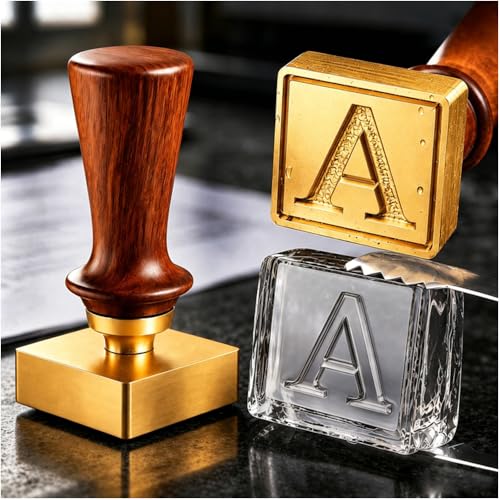 Sello de hielo para Whiskey personalizado letra A latón miniatura 1