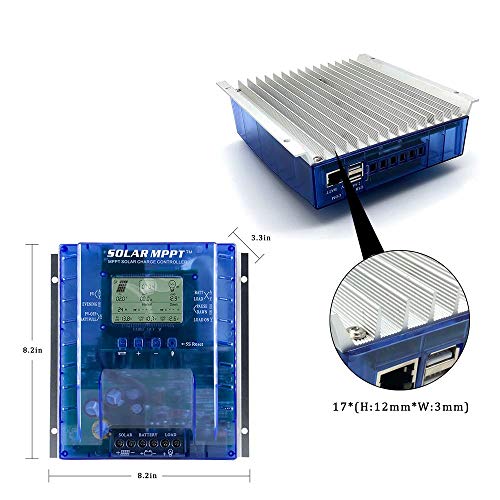 OOYCYOO MPPT Charge Controller 40 amps, 12V 24V Automatic 40A Solar Panel Charging Regulator, Maximum 100V Input, with LCD Display, for Lead-Acid Sealing Gel/AGM/LiFePO4 (P40AL) - Thumbnail 4