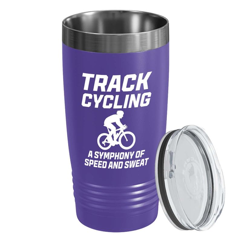 Track Bicycle Racing Purple Edition Viking Tumbler 20oz - Track Cycling - Bike Lover Mountain Biker Road Racer Sport Trails Bicycle Wheelie Rider Track Gymnast
