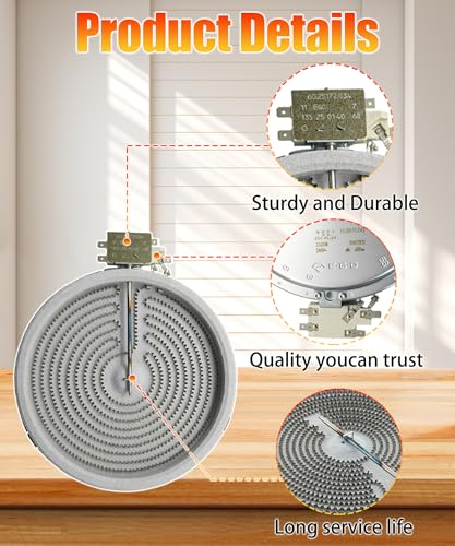 Image of WB30T10045 WPW10242957 Range Oven Radiant Surface Element Fits for GE Stove | 8 inch 2000 Watt Burner Replaces WB30T10132 WB30T10007 W10823708 WB30K5031 WP74007839 2152042812 223C7379P001