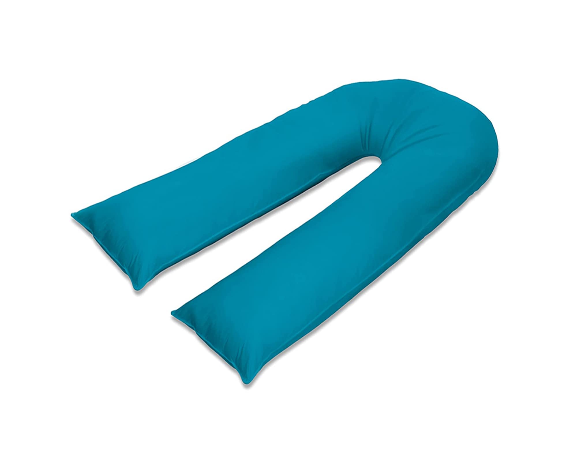 100% Pure Cotton Case 9ft Long Luxurious U-Shaped Pregnant Body Pillows Filled With Hollowfiber – Comfortable Sleeping Maternity Pillows For Back And Belly Support (Teal)