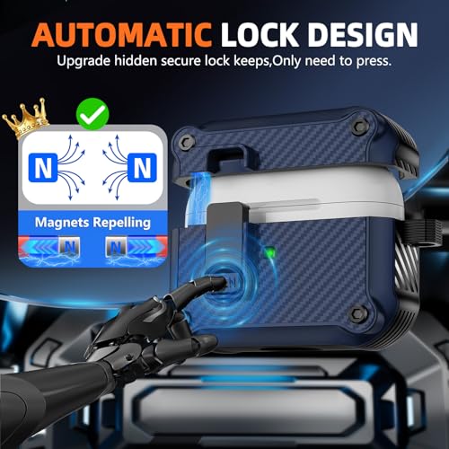 Image of Pohgelan Compatible with AirPods Pro 3 Case Carbon Fiber Texture(Blue) | Magnetic Automatic Lock with Cleaning Kit,Compatible with Magsafe