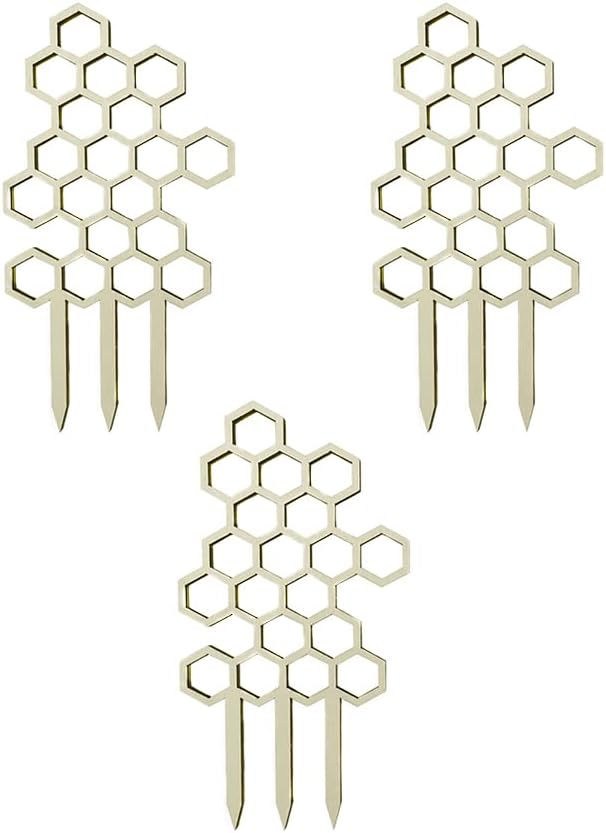 SagaSave 3 Pcs Wooden Hanging Houseplant Trellis for Climbing Plants Indoor Potted Plant Small Climbing Plant Trellis Supporting Tool (Honeycomb Shaped)