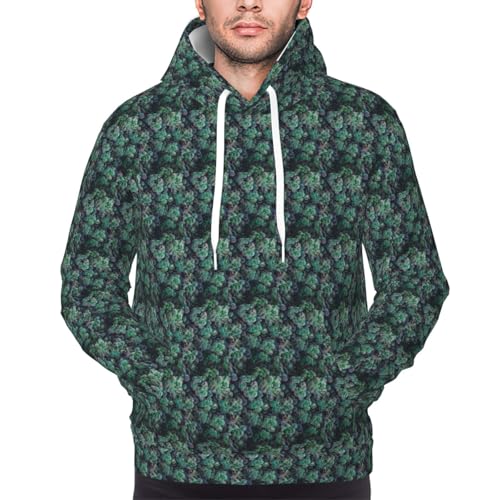 Sweat à capuche vert imprimé succulent avec poche pull de sport décontracté - 3