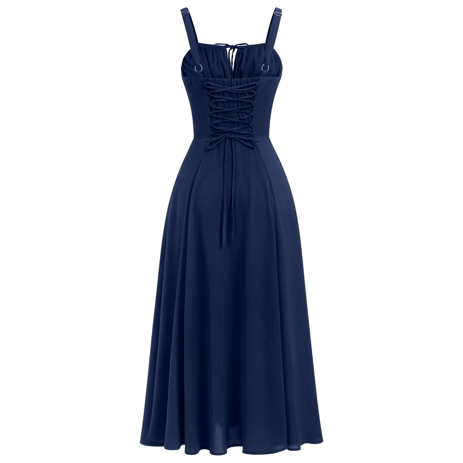 Women's Floral Corset Dress Formal Cocktail Dresses Going Out Casual Sundress Split Thigh Spaghetti Strap Vintage Dress: X-Small Navy Blue